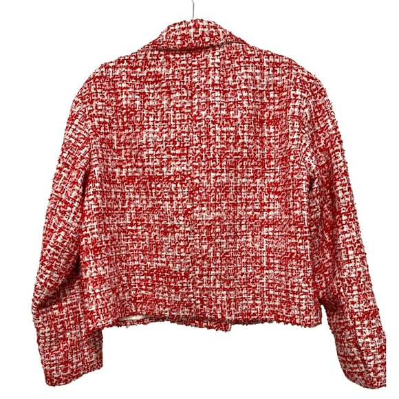 Sandro $580 Red Tweed Cropped Blazer Jacket Evening NWT Size 10 - Picture 6 of 9